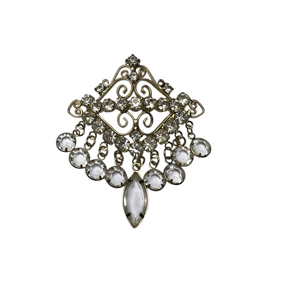 Source Unknown Jewelry - Vintage Gold Toned Crystal Broach